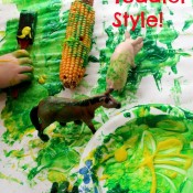 Toddler Painting with Farm Objects @ Two-daloo.com