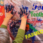 FInger painting with foil and feathers at Twodaloo (two-daloo.com)