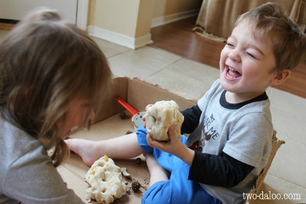 Pretend Cooking with Playdough and Natural Items at Twodaloo