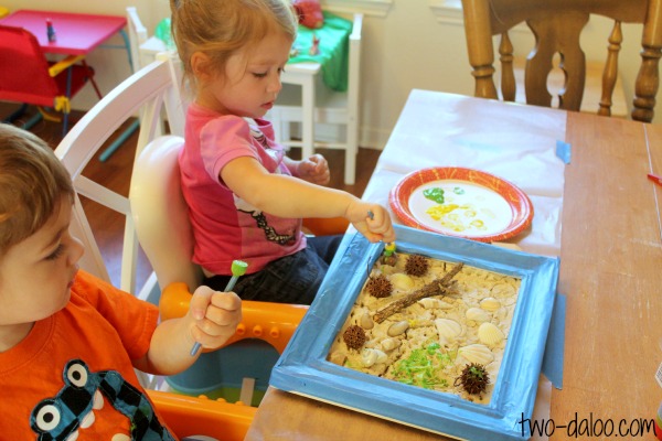 Painted Nature Collage- a fun toddler art activity at Twodaloo