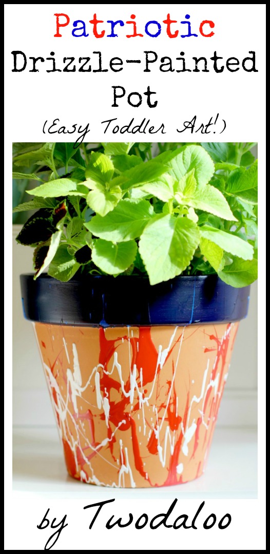 Patriotic Drizzle-Painted pot at Twodaloo- easy enough for even toddlers to create!