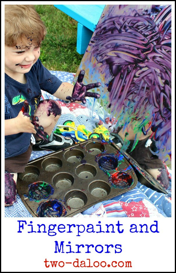 Easy Art Idea: Fingerpaint and Mirrors at Twodaloo