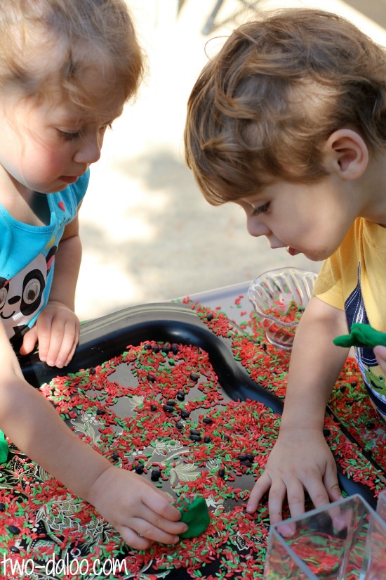 Watermelon sensory rice from Twodaloo