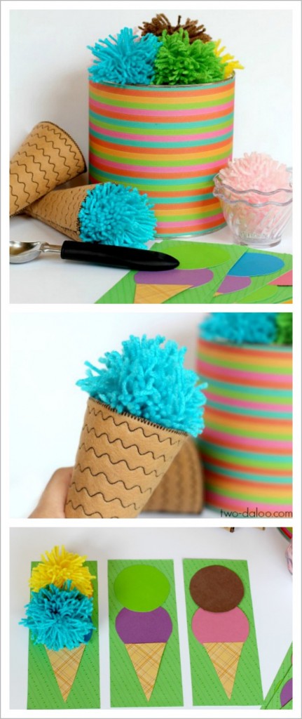 DIY Pom Pom Ice Cream Play Set and Color Matching Game DIY Pom Pom Ice Cream Play Set and Color Matching Game