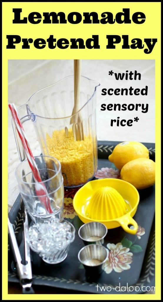 Lemonade Pretend Play with Scented Sensory Rice at Twodaloo