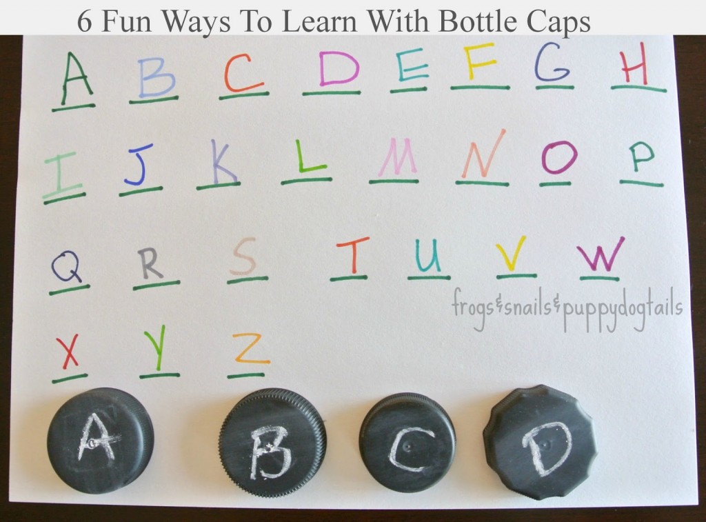 ABCs with Chalkboard Painted Bottle Caps ABCs with Chalkboard Painted Bottle Caps