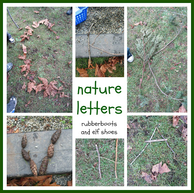 Making Letters with Nature from Rubber Boots and Elf Shoes Making Letters with Nature from Rubber Boots and Elf Shoes