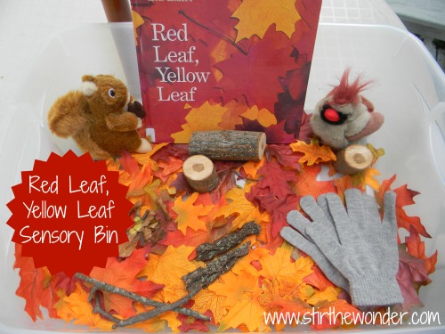 Red Leaf, Yellow Leaf Sensory Bin @ Stir the Wonder
