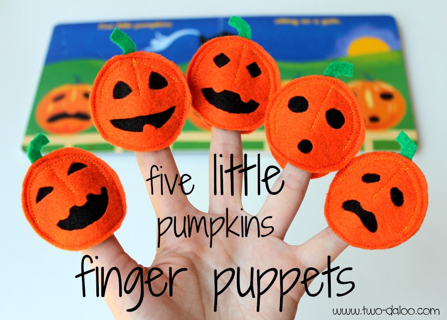 Five Little Pumpkins Finger Puppets from Twodaloo