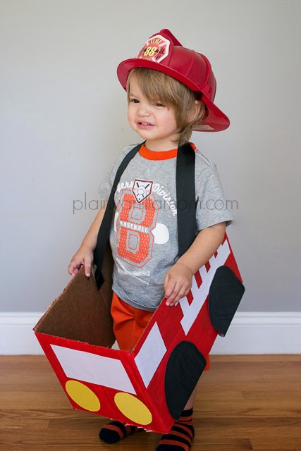 DIY firetruck Halloween Costume from Plain Vanilla Mom