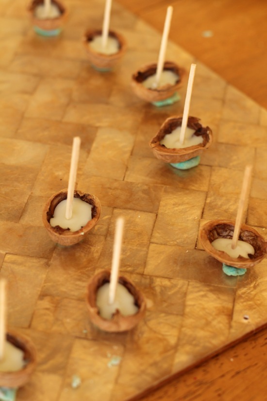 Walnut Shell Boats with Watercolor Pencil Sails at Twodaloo