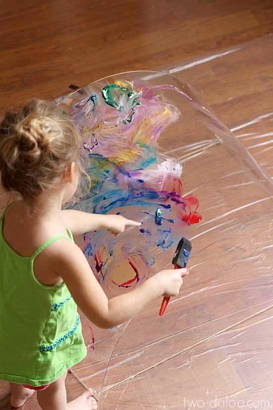 Toddler Big Art: Painting a Rainbow- a Reggio-inspired exploration at Twodaloo