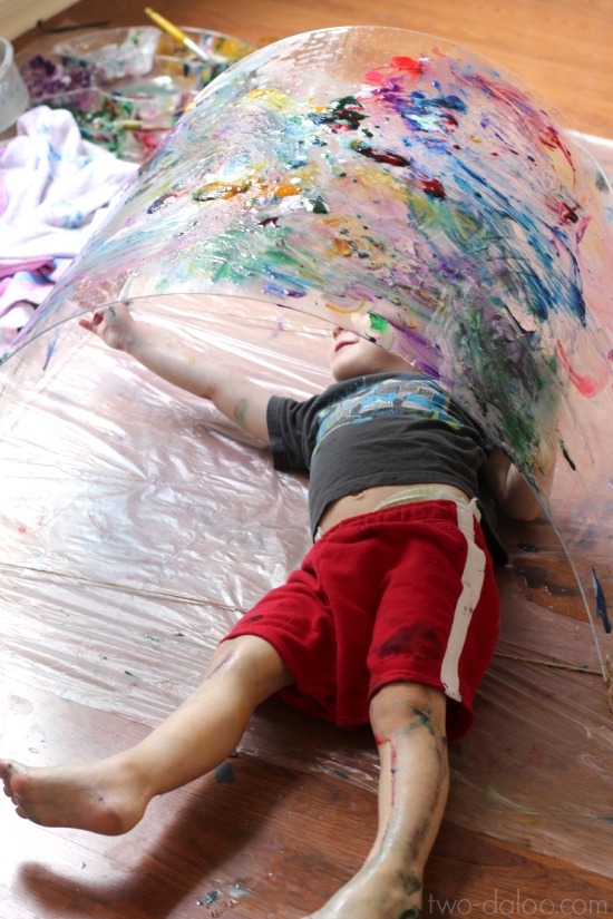 Toddler Big Art: Painting a Rainbow- a Reggio-inspired exploration at Twodaloo