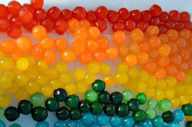 Rainbow Edible Water Beads from Blog Me Mom