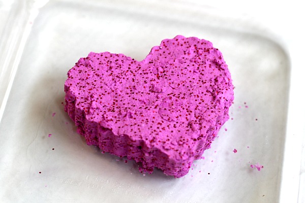 molded foaming heart dough in dish molded foaming heart dough in dish