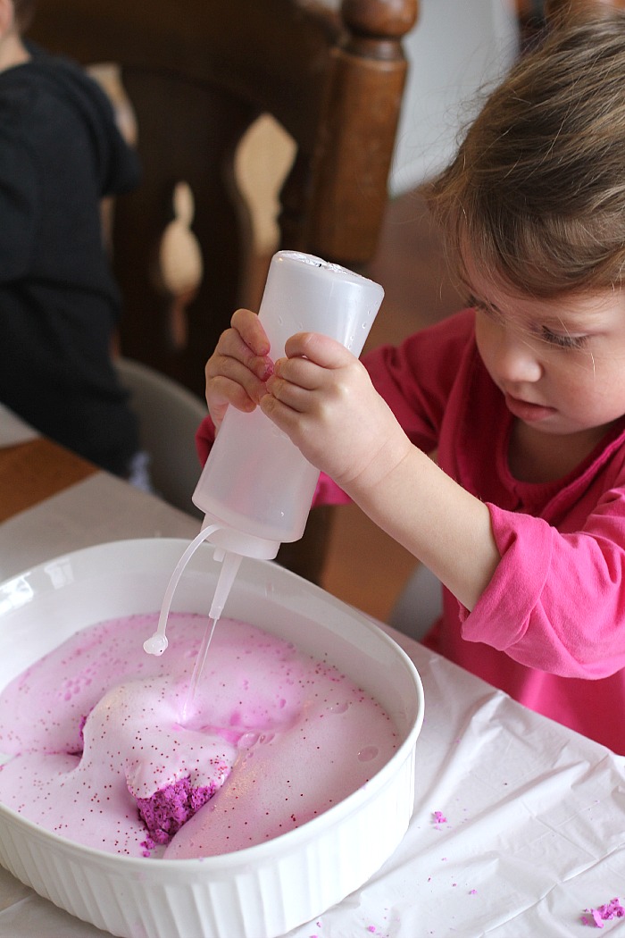 squirting vinegar on foaming heart dough squirting vinegar on foaming heart dough