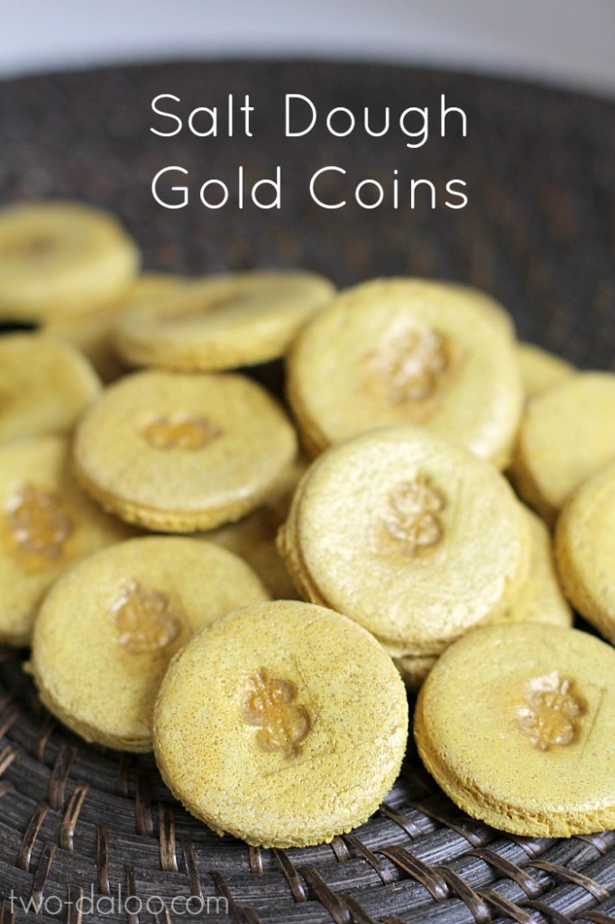 Salt Dough Gold Coins with Natural Dye