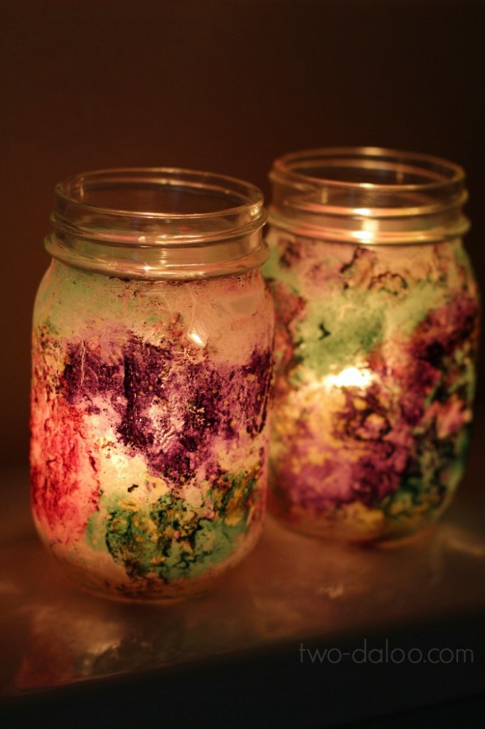 Easy rainbow jar candle craft for kids