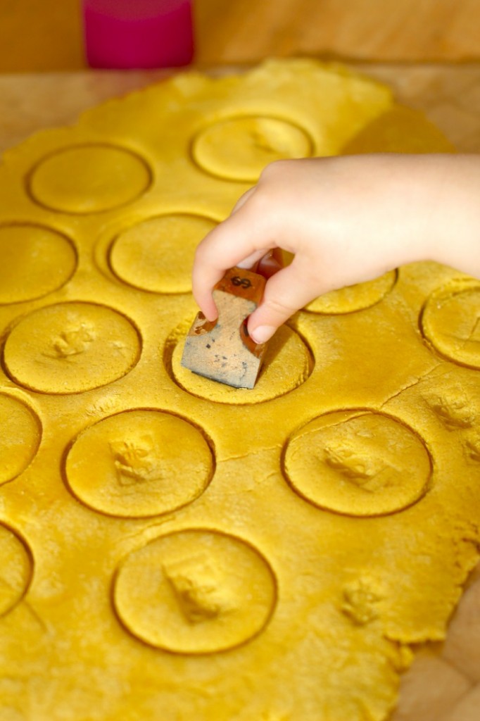 Using vintage stamp on salt dough gold coins