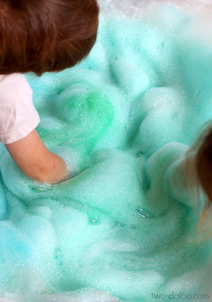 Soapy Sea Foam Sensory Play from Twodaloo